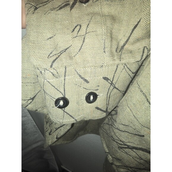 Vintage Merseta Italy Shirt Mens M Beige Herringbone Abstract Print Button Up - Picture 10 of 16